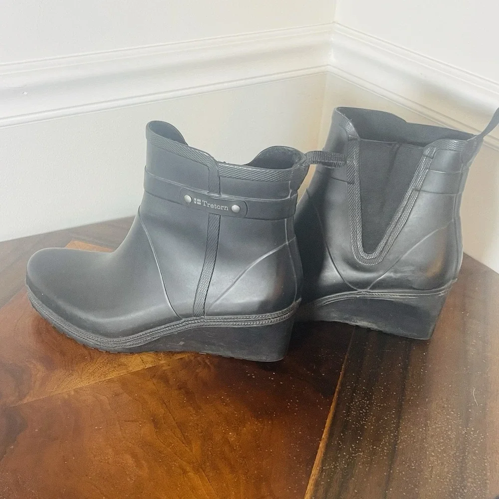 Tretorn‎ Black Waterproof Rain Ankle Boots Chelsea Rubber Women's EU 40 US 9